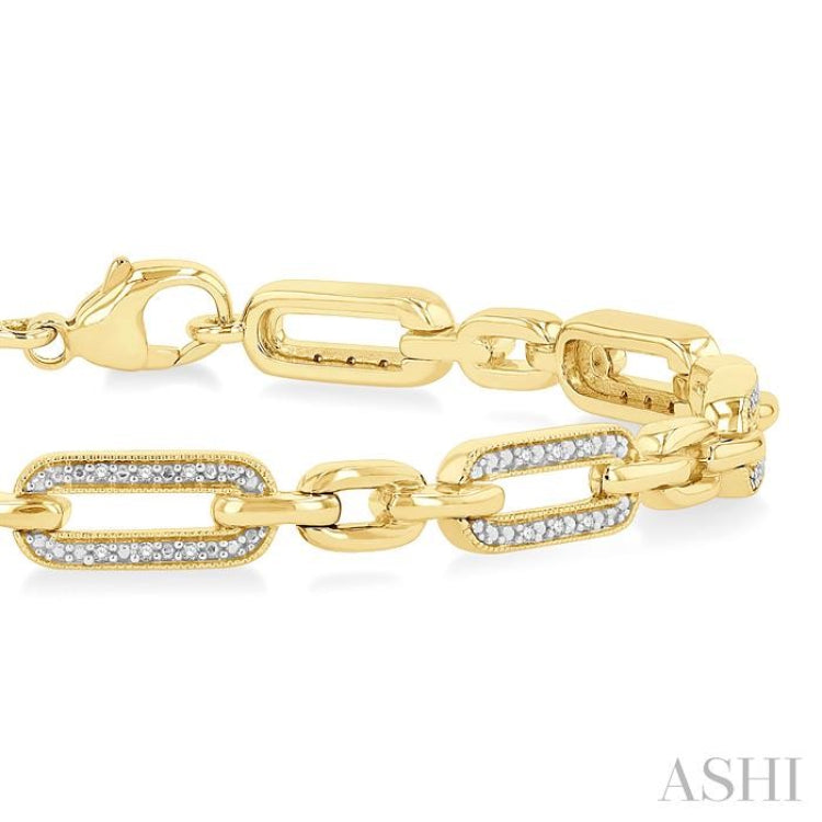 1/6 Ctw Round Cut Diamond Paperclip Bracelet in Yellow Gold Vermeil