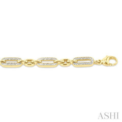 1/6 Ctw Round Cut Diamond Paperclip Bracelet in Yellow Gold Vermeil