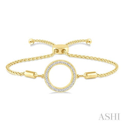 1/10 Ctw Hollow Cut Circle Round Cut Diamond Lariat Bracelet in Yellow Gold Vermeil