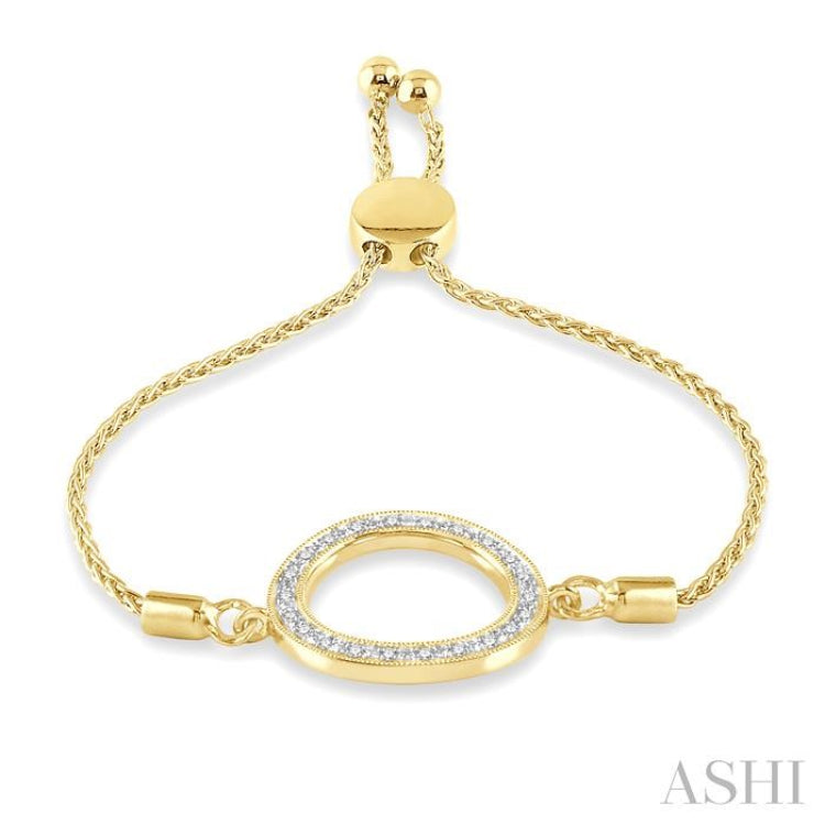1/10 Ctw Hollow Cut Circle Round Cut Diamond Lariat Bracelet in Yellow Gold Vermeil