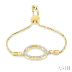1/10 Ctw Hollow Cut Circle Round Cut Diamond Lariat Bracelet in Yellow Gold Vermeil