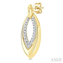 1/10 Ctw Marquise Shape Inner Link Round Cut Diamond Earrings in Yellow Gold Vermeil