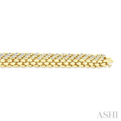 1/4 Ctw Bold Weave Hollow Cylindrical Design Round Cut Diamond Fashion Bracelet in Yellow Gold Vermeil