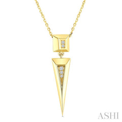 1/50 Ctw Pyramid Round Cut Diamond Fashion Pendant in 14K Yellow Gold