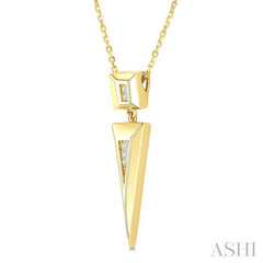 1/50 Ctw Pyramid Round Cut Diamond Fashion Pendant in 14K Yellow Gold