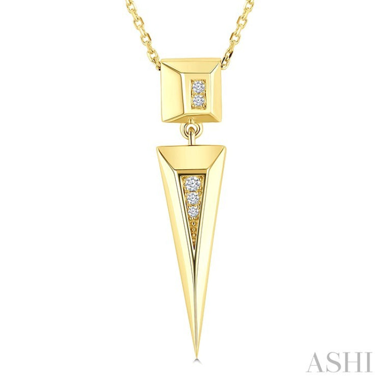 1/50 Ctw Pyramid Round Cut Diamond Fashion Pendant in 14K Yellow Gold