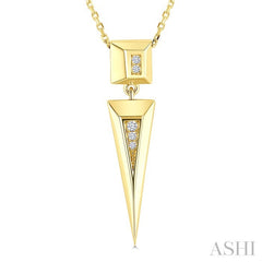 1/50 Ctw Pyramid Round Cut Diamond Fashion Pendant in 14K Yellow Gold