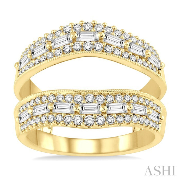 1 1/10 Ctw Baguette and Round Cut Diamond Insert Ring in 14K Yellow Gold