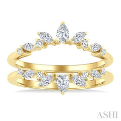 1/2 Ctw Pear, Marquise and Round Cut Diamond Insert Ring in 14K Yellow Gold