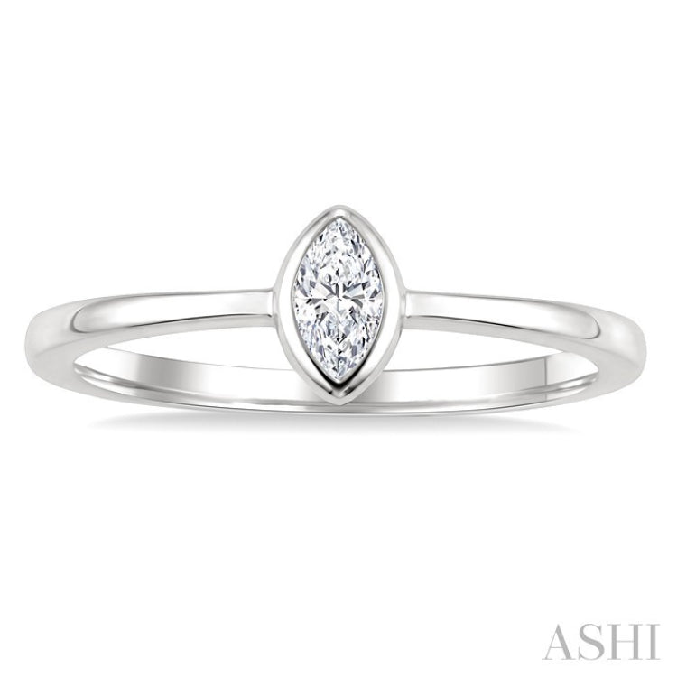 1/5 Ctw Bezel Set Marquise Cut Diamond Fashion Ring in 14K White Gold