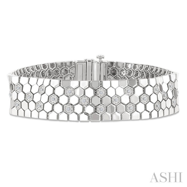 1/4 Ctw Round Cut Diamond Hexagon Fashion Bracelet in Sterling Silver