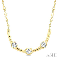 1/10 Ctw Round Cut Diamond Smile Bar Necklace in 10K Yellow Gold