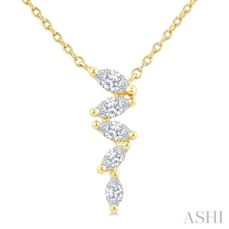 1/4 Ctw Zig-Zag Marquise Cut Diamond Fashion Pendant With Chain in 10K Yellow Gold