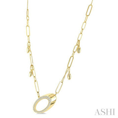 5/8 Ctw Paperclip Link Round Cut Diamond Fashion Necklace in 14K Yellow Gold