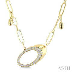 5/8 Ctw Paperclip Link Round Cut Diamond Fashion Necklace in 14K Yellow Gold