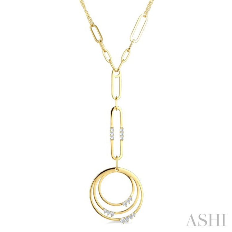 1/3 Ctw Paperclip Round Cut Diamond Circle Fashion Necklace in 14K Yellow Gold