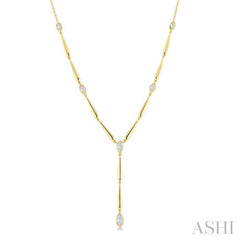 1 Ctw Marquise Cut Diamond Teardrop Bar Necklace in 14K Yellow Gold