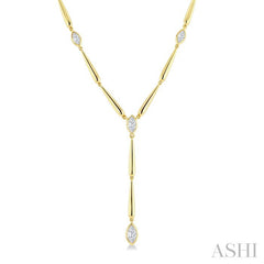 1 Ctw Marquise Cut Diamond Teardrop Bar Necklace in 14K Yellow Gold