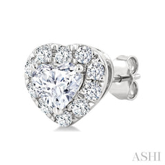 1/3 Ctw Heart and Round Cut Diamond Fashion Halo Stud Earrings in 14K White Gold