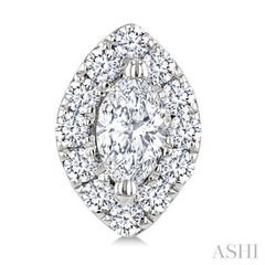 1/4 Ctw Marquise and Round Cut Diamond Fashion Halo Stud Earrings in 14K White Gold