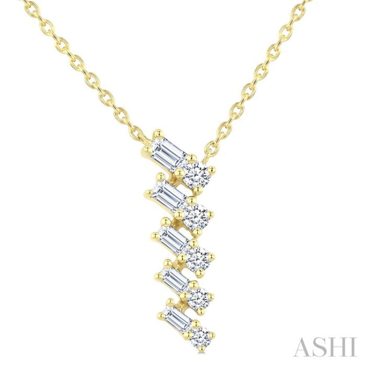 1/4 Ctw Zig-Zag Mixed Cut Diamond Fashion Pendant With Chain in 10K Yellow Gold