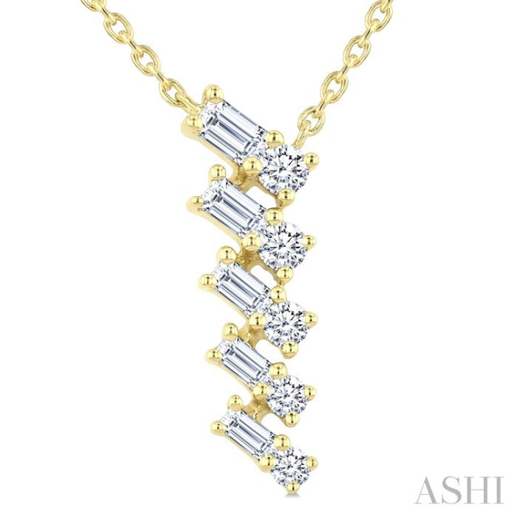 1/4 Ctw Zig-Zag Mixed Cut Diamond Fashion Pendant With Chain in 10K Yellow Gold