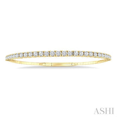 3 Ctw Round Cut Diamond Halfway Graduated Flex Bangle in 14K Yellow Gold
