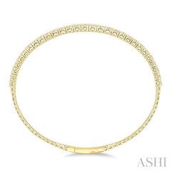 3 Ctw Round Cut Diamond Halfway Graduated Flex Bangle in 14K Yellow Gold