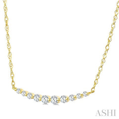 1/6 Ctw Curved Bar Round Cut Diamond Fashion Necklace in 10K Yellow Gold