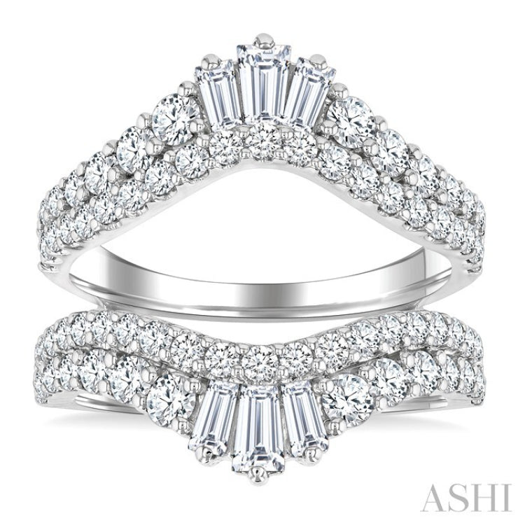 2 Ctw Baguette and Round Cut Diamond Insert Ring in 14K White Gold