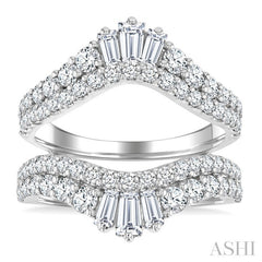 2 Ctw Baguette and Round Cut Diamond Insert Ring in 14K White Gold