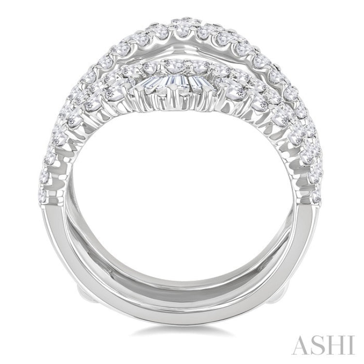 2 Ctw Baguette and Round Cut Diamond Insert Ring in 14K White Gold