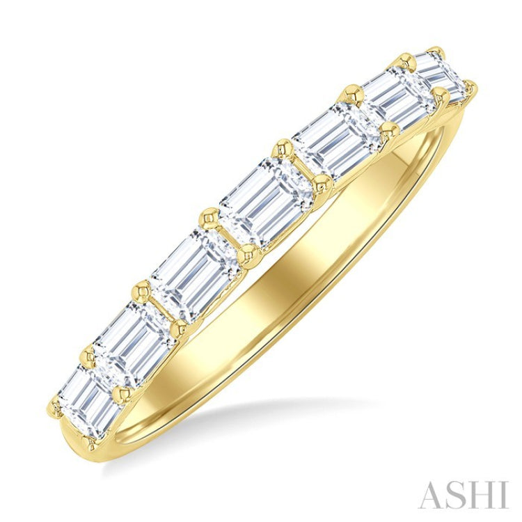 1 Ctw East-West Emerald Cut Diamond Fashion Band in 14K Yellow Gold