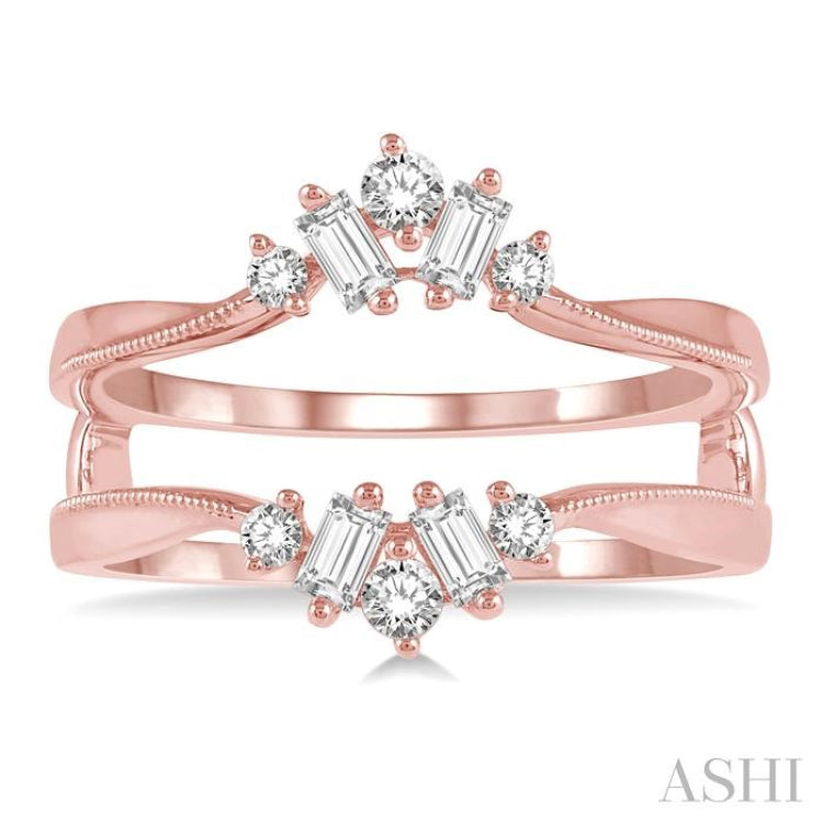 3/8 Ctw Baguette and Round Cut Diamond Insert Ring in 14K Rose Gold