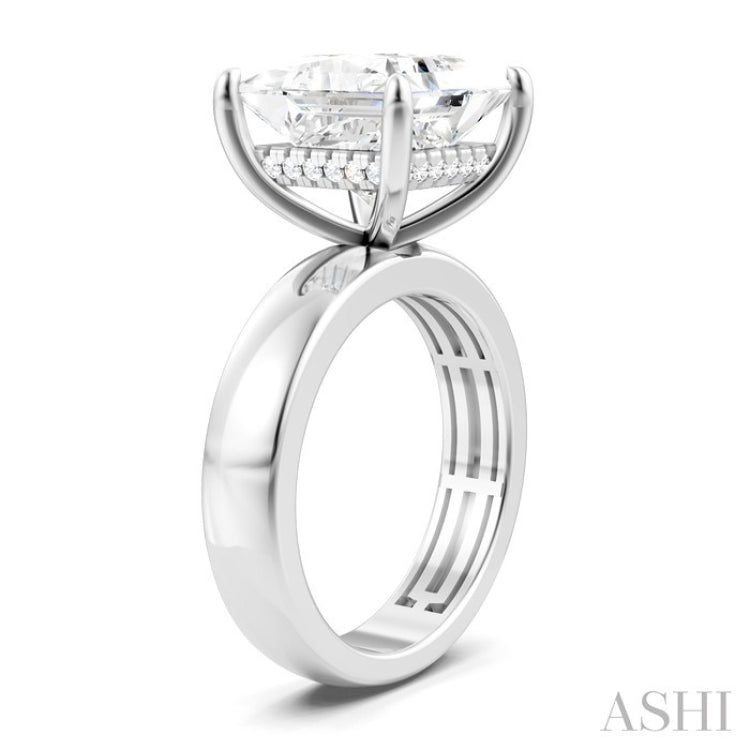1/6 Ctw Princess Shape Round Cut Diamond Semi-Mount Engagement Ring in 14K White Gold