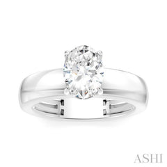 1/20 Ctw Oval Shape Round Cut Diamond Semi-Mount Engagement Ring in 14K White Gold
