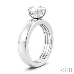 1/20 Ctw Oval Shape Round Cut Diamond Semi-Mount Engagement Ring in 14K White Gold