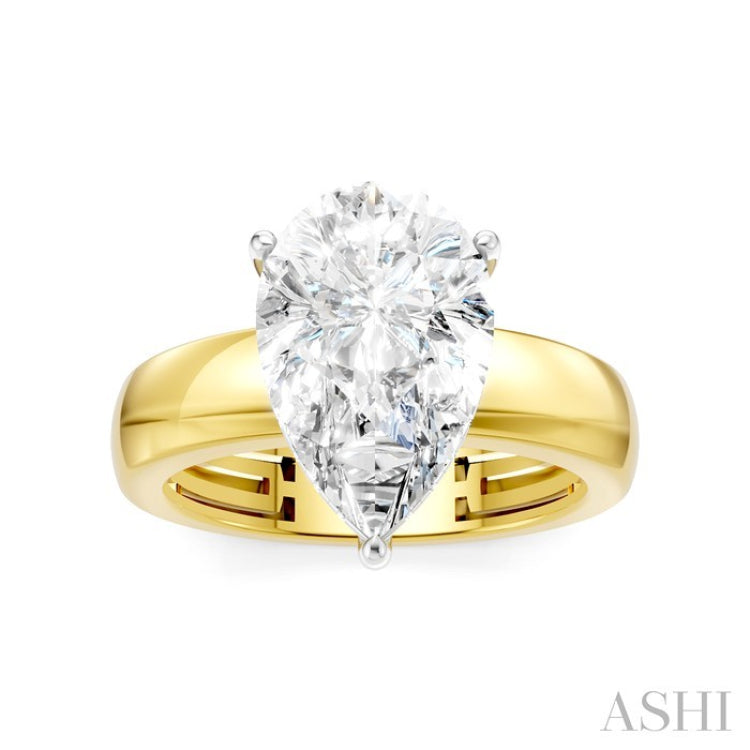 1/8 Ctw Pear Shape Round Cut Diamond Semi-Mount Engagement Ring in 14K Yellow and White Gold