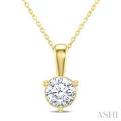 1/3 Ctw Round Cut Diamond Martini Solitaire Pendant With Chain in 14K Yellow Gold