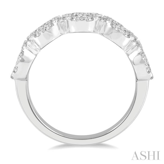 1 1/2 Ctw 5-Stone Lovebright Round Cut Diamond Band in 14K White Gold