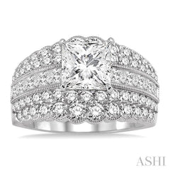 1 7/8 Ctw Diamond Semi-Mount Engagement Ring in 14K White Gold