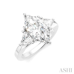 1/2 Ctw Marquise Shape Trillion and Round Cut Diamond Semi-Mount Engagement Ring in 14K White Gold