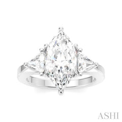 1/2 Ctw Marquise Shape Trillion and Round Cut Diamond Semi-Mount Engagement Ring in 14K White Gold