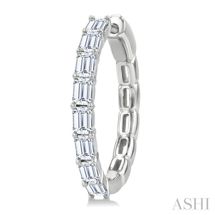 1 7/8 Ctw North-South Emerald Cut Diamond Fashion Hoop Earrings in 14K White Gold