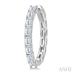 1 7/8 Ctw North-South Emerald Cut Diamond Fashion Hoop Earrings in 14K White Gold