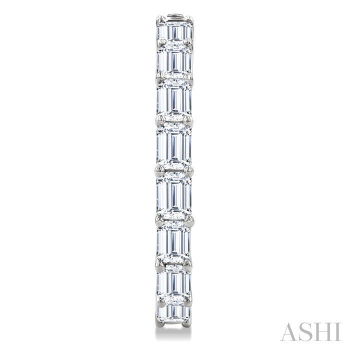 1 7/8 Ctw North-South Emerald Cut Diamond Fashion Hoop Earrings in 14K White Gold