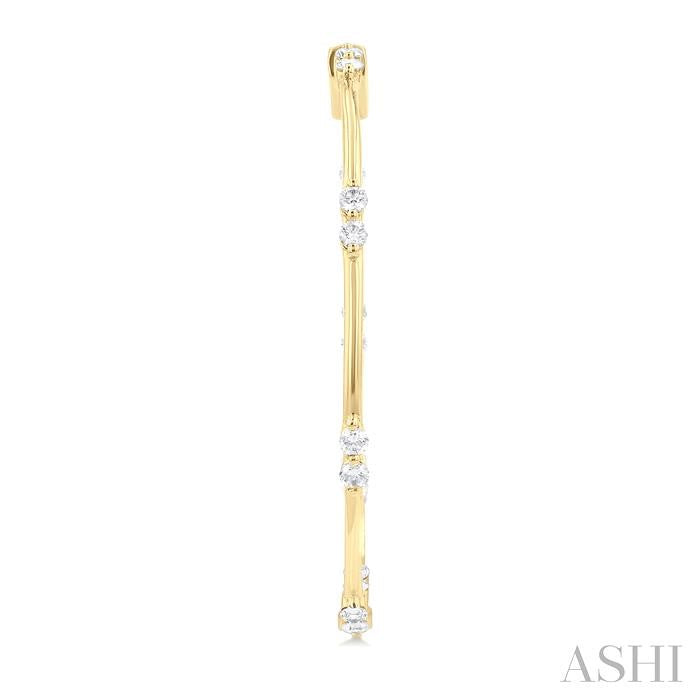 1 Ctw Front and Inner Back Round Cut Diamond Hoop Earrings in 14K Yellow Gold