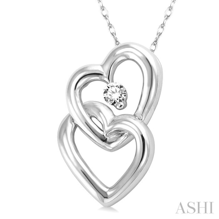 1/20 Ctw Round Cut Diamond Pendant in 10K White Gold with Chain