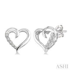 1/20 Ctw Round Cut Diamond Heart Shape Diamond Journey Earrings in Sterling Silver