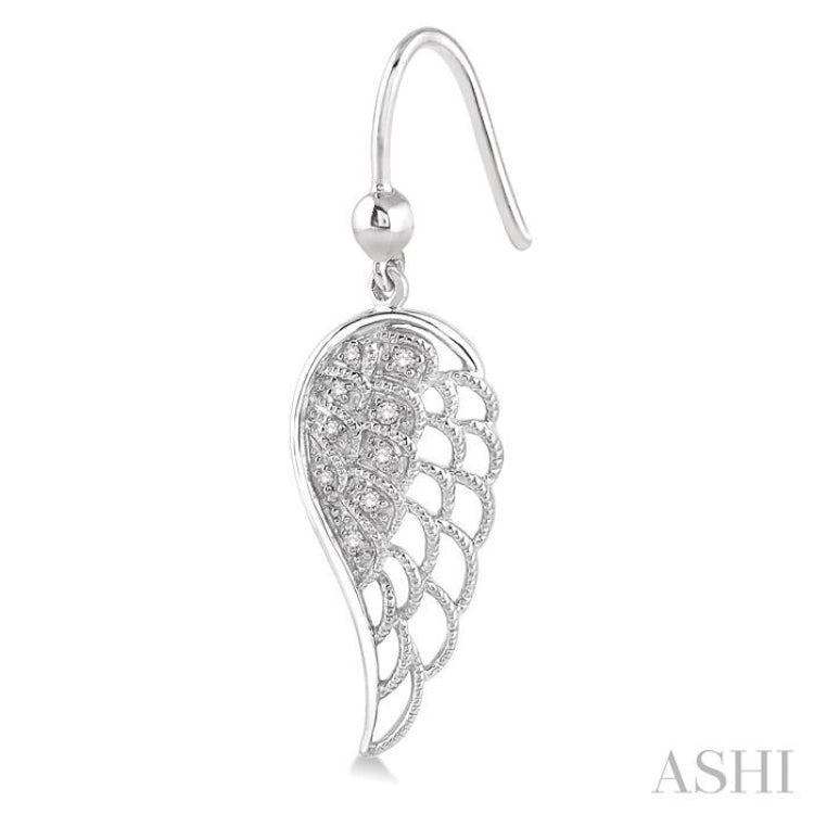 1/20 Ctw Round Cut Diamond Angel Wings Diamond Earrings in Sterling Silver
